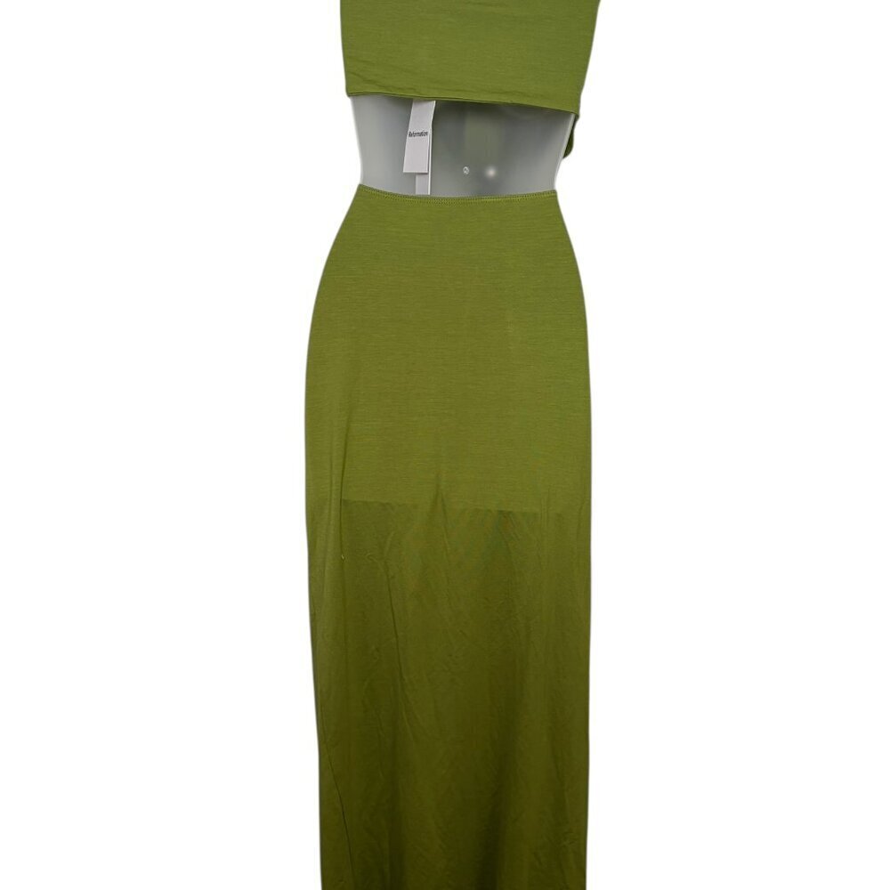 Reformation Amaia Knit Strapless Cutout Maxi Dress Green XL NWT - Picture 4 of 7